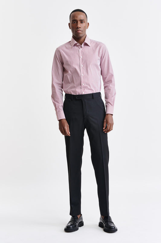 White-Red Stripes Cotton Poplin Formal Shirt Image 2