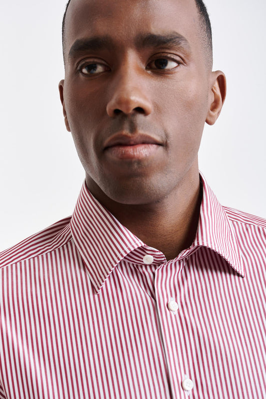 White-Red Stripes Cotton Poplin Formal Shirt Image 3