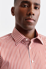 Camisa Formal De Popelín De Algodón A Rayas Rojas Y Blancas