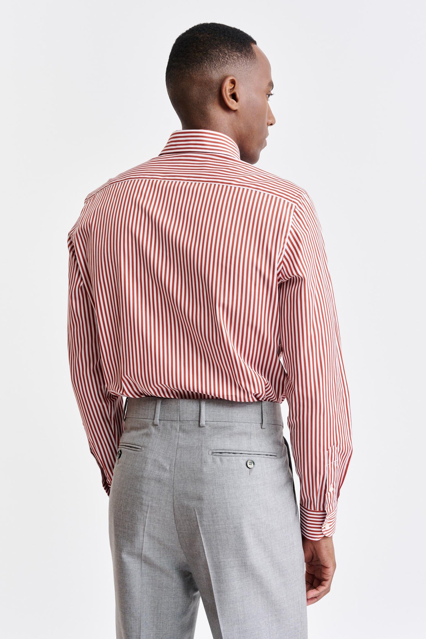 Red-White Stripes Cotton Poplin Formal Shirt