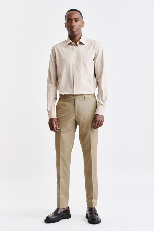 Plain Beige Cotton Twill Formal Shirt Image 2