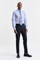 Melange Blue Cotton Pin Point Formal Shirt