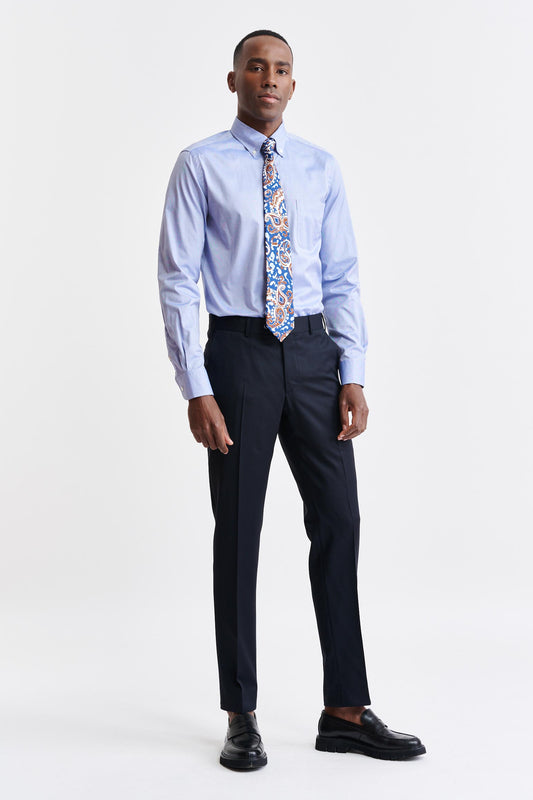 Melange Blue Cotton Pin Point Formal Shirt Image 2