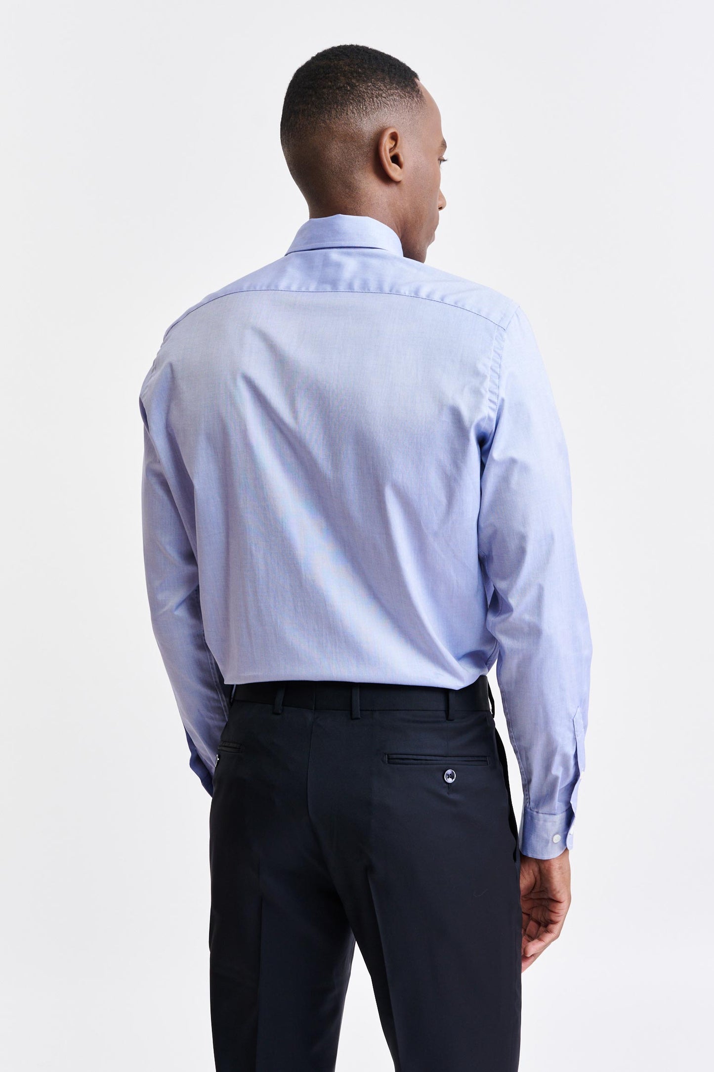 Melange Blue Cotton Pin Point Formal Shirt
