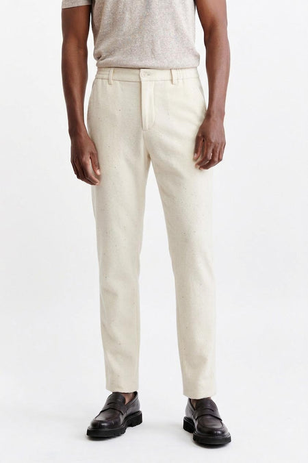 White Drawstring Trousers Cashmere Cotton - 1