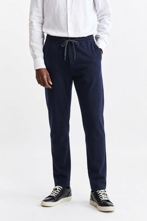 Middelblauwe Broek Met Trekkoord Cashmere Cotton