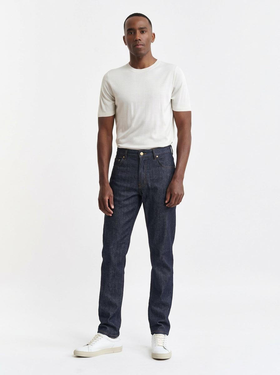 Donkerblauwe Katoenen Broek Met Vijf Zakken Cashmere Denim