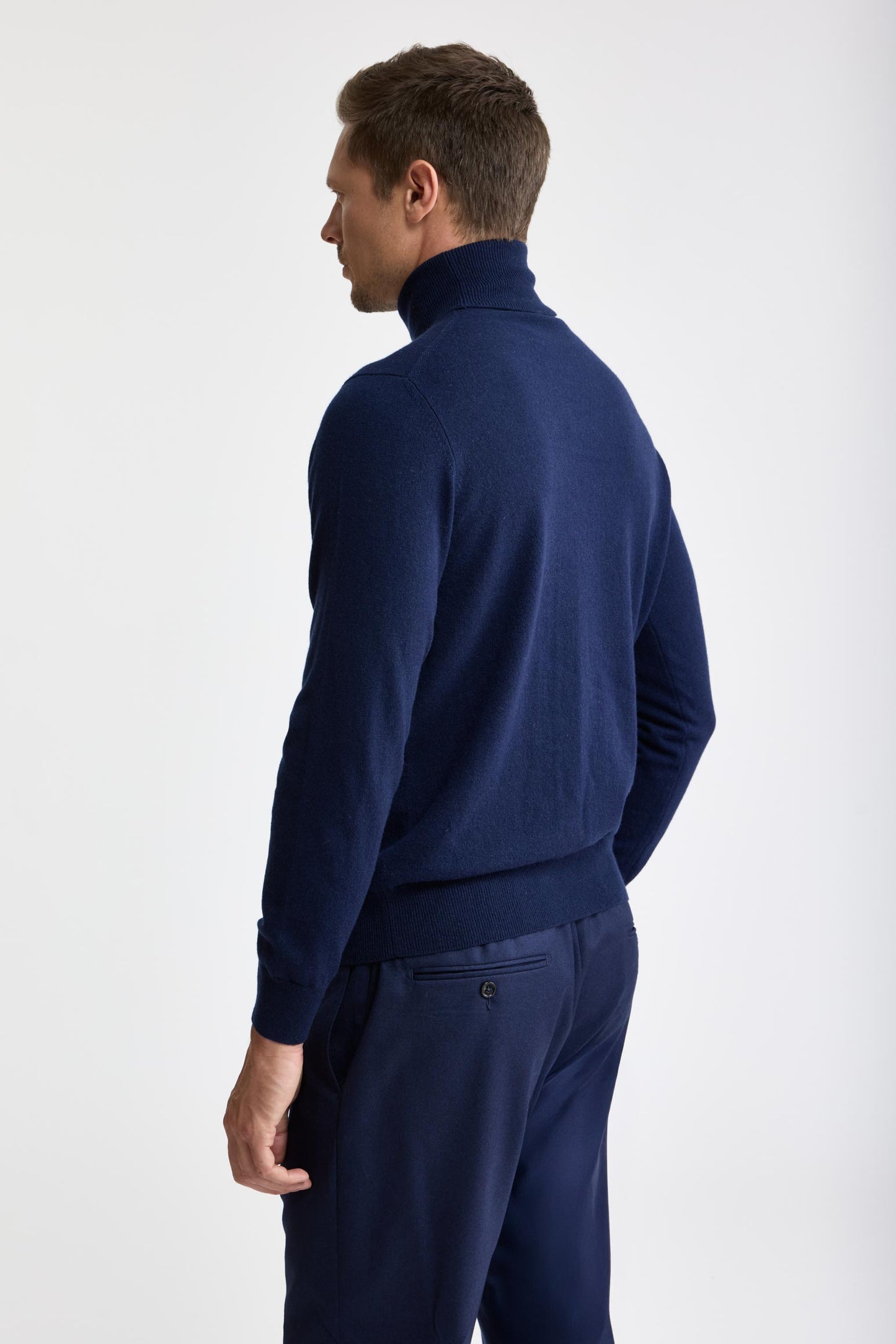 Pull à col roulé Drumberg en 100 % cachemire, bleu Neptune