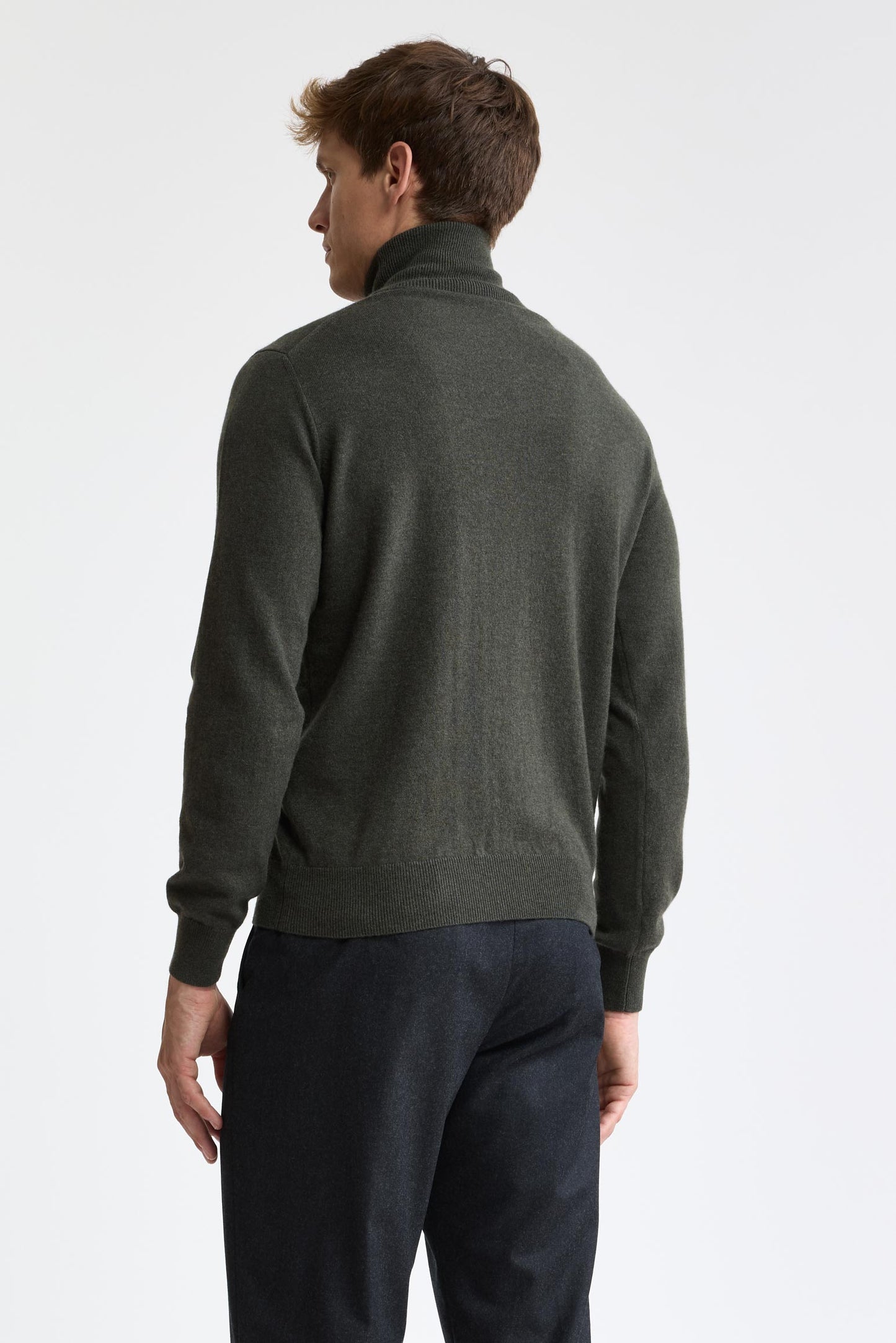 Militärgrün 100 % Kaschmir Drumberg Rollkragenpullover