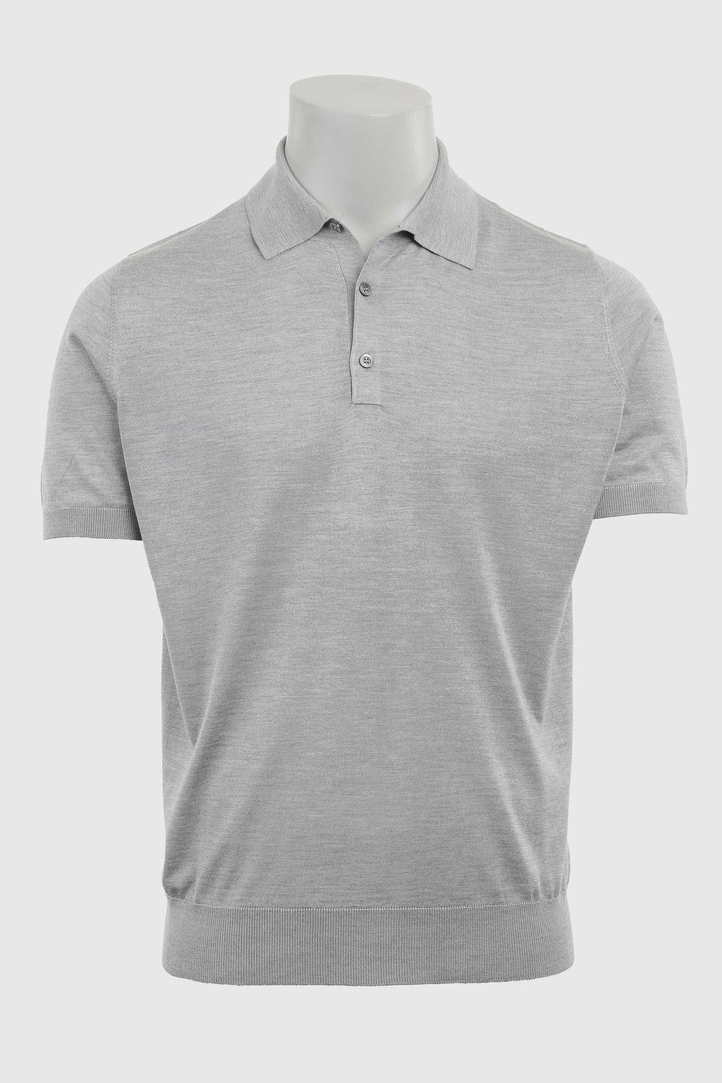 Kendal Silk Knitted Short Sleeve 3 Button Polo Shirt Dove Grey