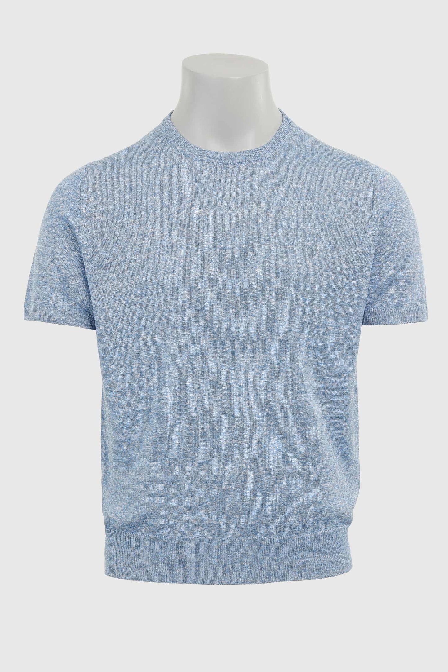 Sefton Linen Cotton Knitwear Polo Cerulean