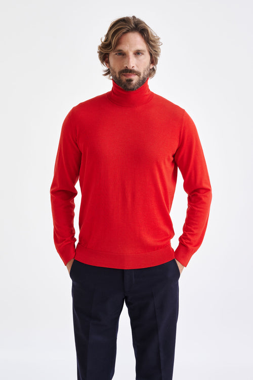 Carmine Cashmere Merino Silk Blend Telford  Turtleneck Sweater - View 1