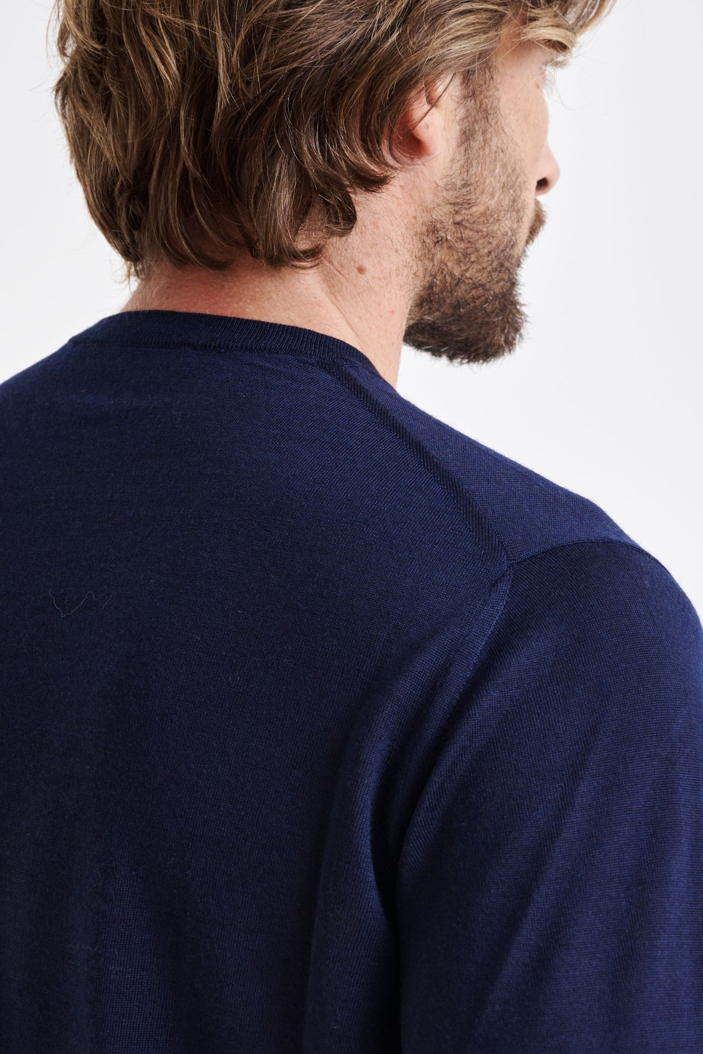 Navy Cashmere Merino Silk Blend Crewe Sweater