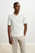 Kendal Silk Knitted Short Sleeve 3 Button Polo Shirt Cream - View 1