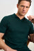 Cawdor Silk Knitted Short Sleeve Open Collar Polo Shirt Petrol Green - View 5