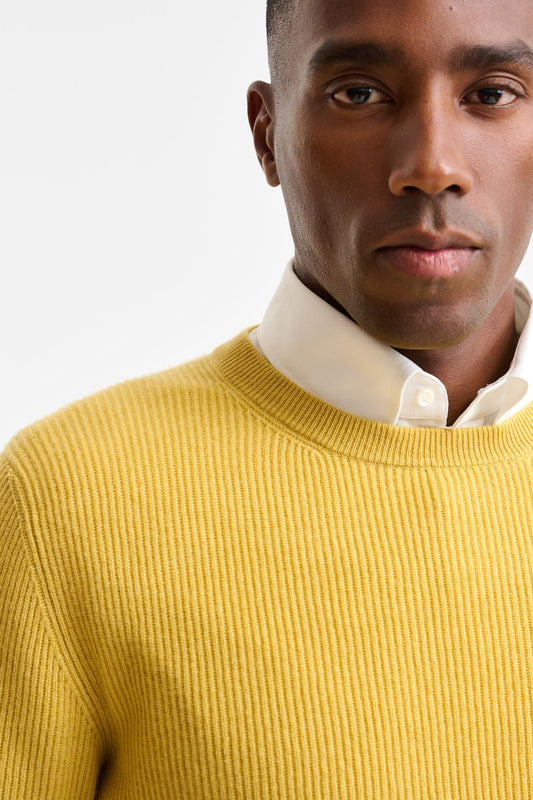 Pull En Cachemire À Col Rond Jaune 