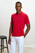 Cawdor Silk Knitted Short Sleeve Open Collar Polo Shirt Carmine - View 1