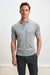 Kendal Silk Knitted Short Sleeve 3 Button Polo Shirt Dove Grey - View 3