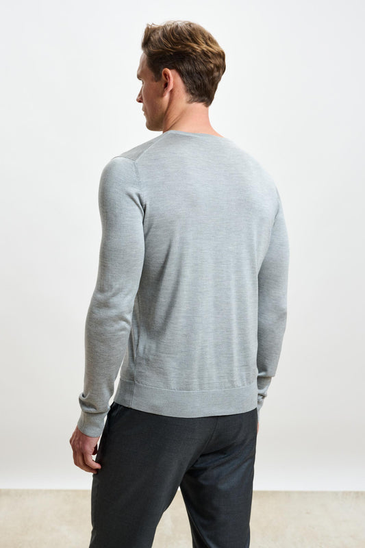 Crewe Silk Long Sleeve Sweater Grey - View 3