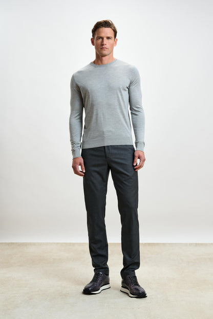 Crewe Silk Long Sleeve Sweater Grey - View 4