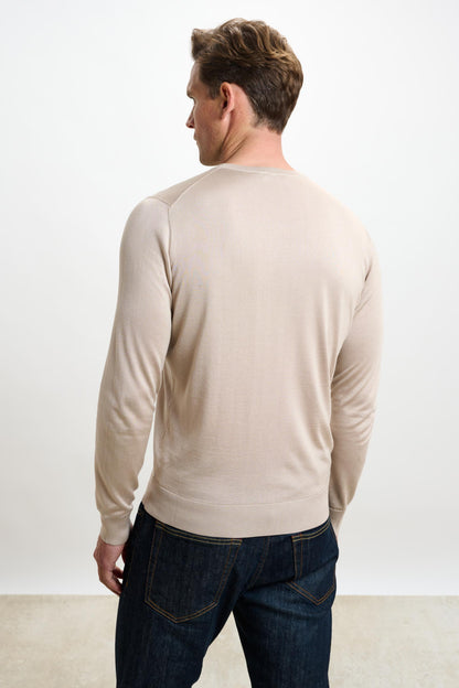 Crewe Silk Long Sleeve Sweater Beige - View 4