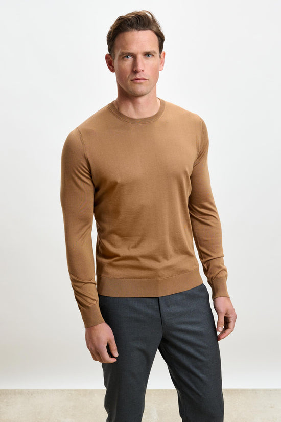 Crewe Silk Long Sleeve Sweater Tobacco - View 2