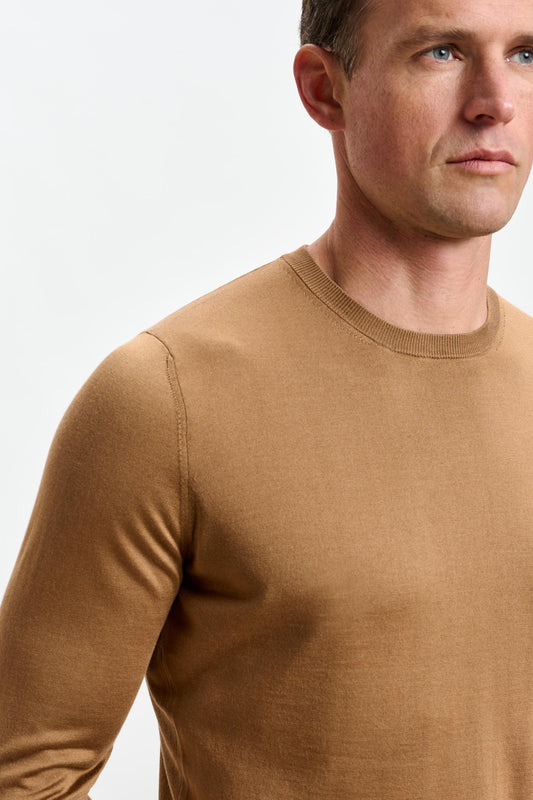 Crewe Silk Long Sleeve Sweater Tobacco - View 3