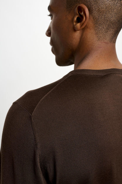 Crewe Silk Long Sleeve Sweater Chocolate - View 4