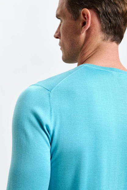 Crewe Silk Long Sleeve Sweater Turquoise Blue - View 3