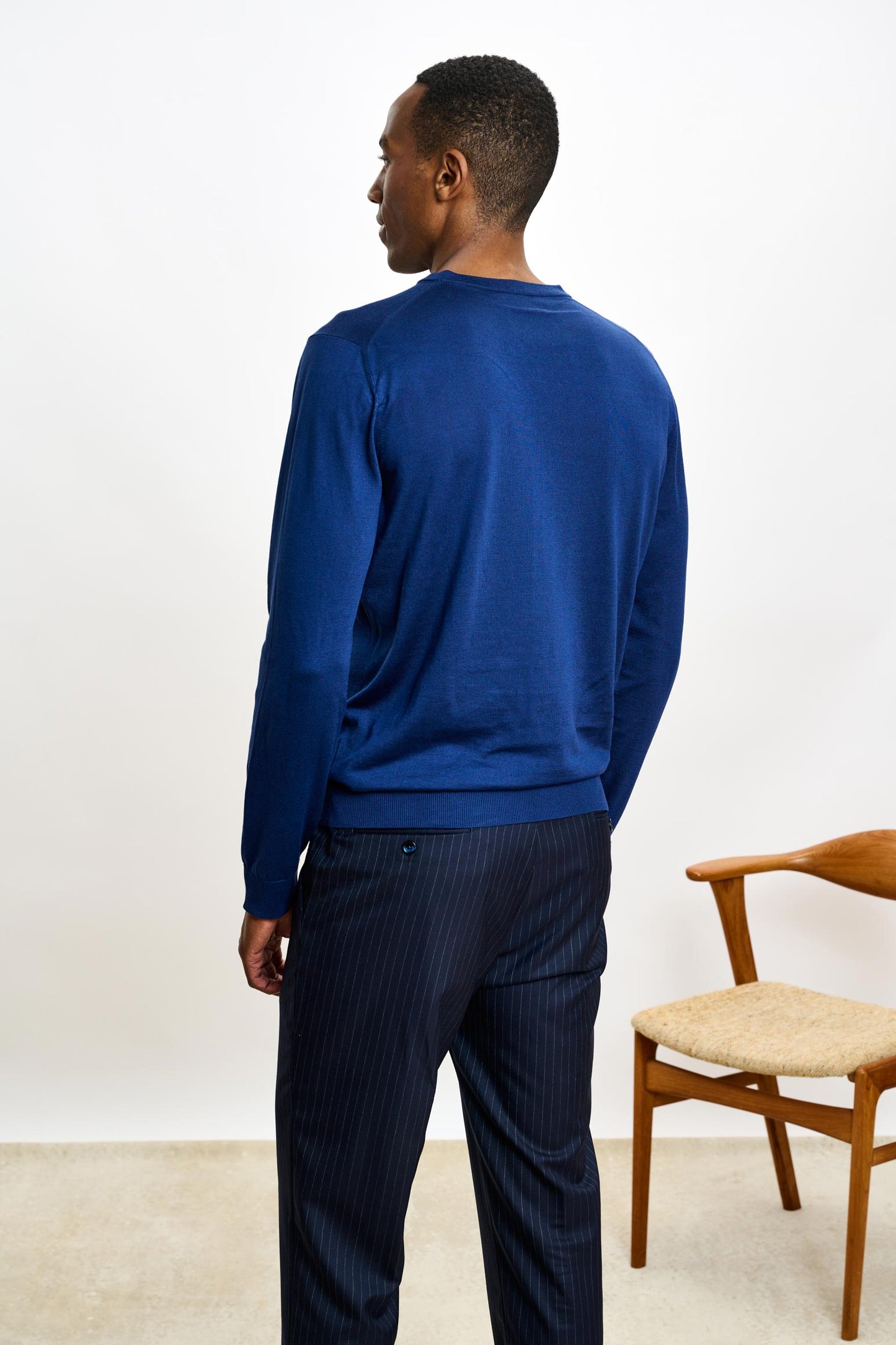 Crewe Silk Long Sleeve Sweater Ink Blue