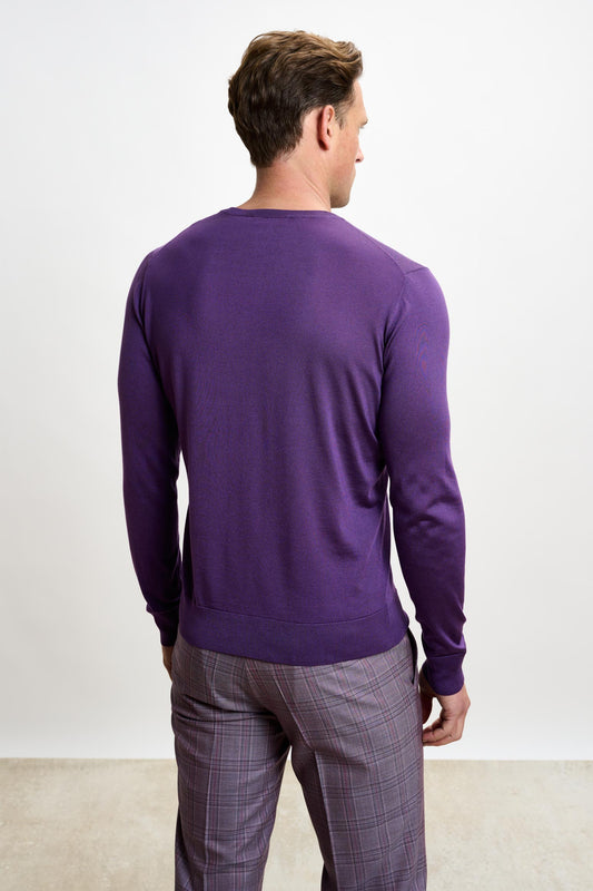 Crewe Silk Long Sleeve Sweater Violet - View 3