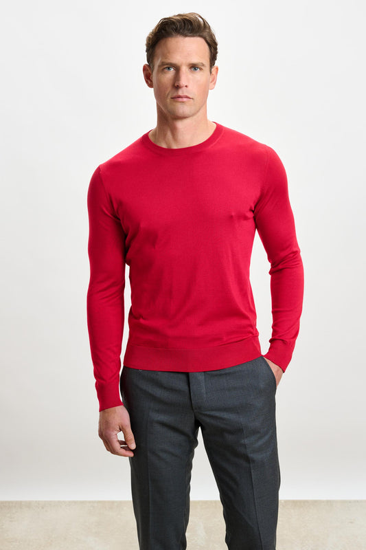 Crewe Silk Long Sleeve Sweater Carmine - View 2