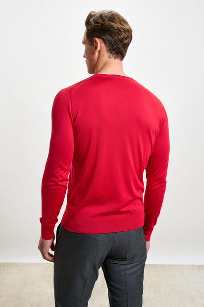 Crewe Silk Long Sleeve Sweater Carmine - View 4