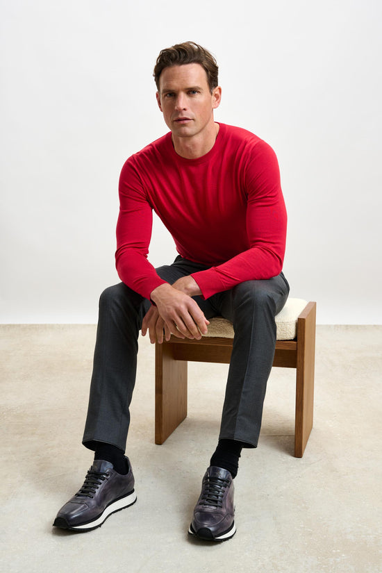 Crewe Silk Long Sleeve Sweater Carmine - View 5
