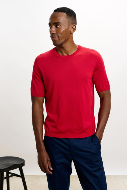 Penryn Silk Short Sleeve Sweater Carmine - View 2