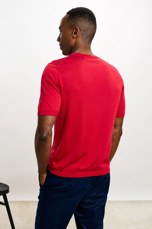 Penryn Silk Short Sleeve Sweater Carmine - View 3