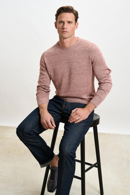 Linen Cotton Contin Knitwear Crew Rust Melange - View 4