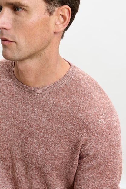 Linen Cotton Contin Knitwear Crew Rust Melange - View 5