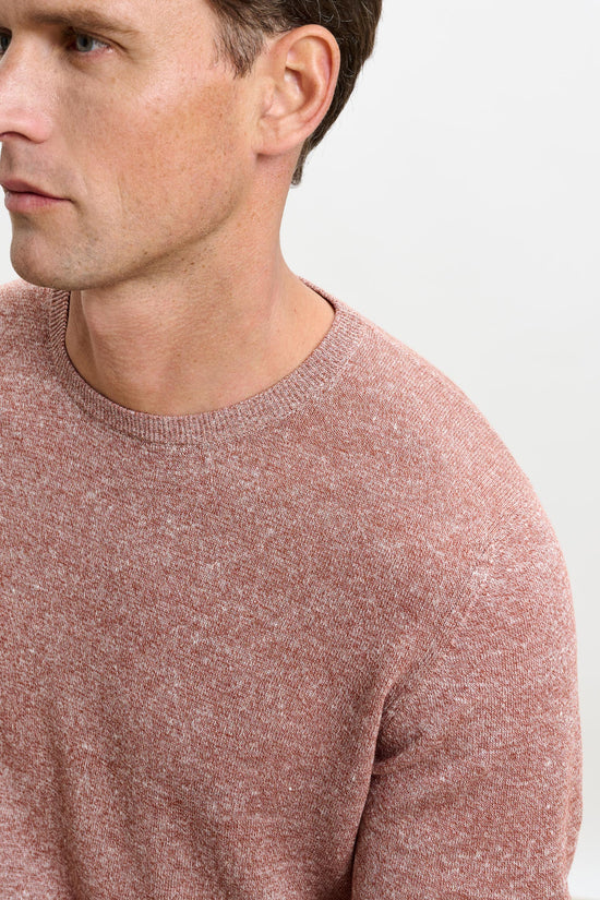 Linen Cotton Contin Knitwear Crew Rust Melange - View 5