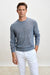 Linen Cotton Contin Knitwear Crew Navy Melange - View 1