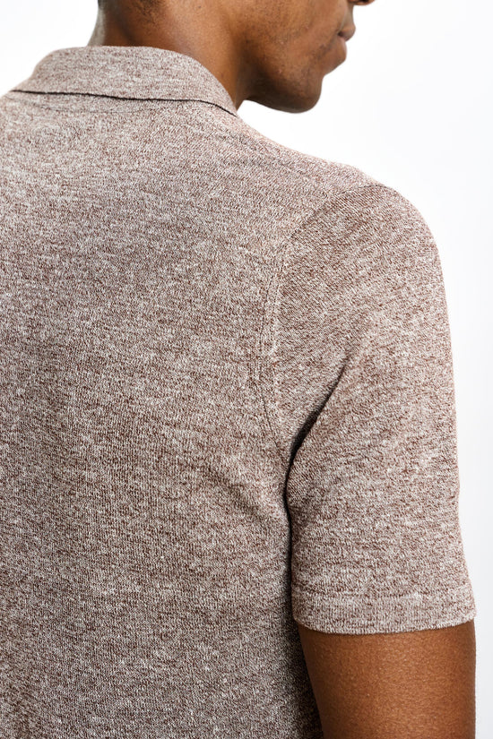 Linen Cotton Kelso Knitwear Polo Brown - View 5