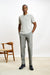 Linen Cotton Kelso Knitwear Polo Navy Grey - View 1