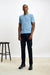Linen Cotton Kelso Knitwear Polo Cerulean Melange - View 1