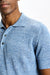 Linen Cotton Kelso Knitwear Polo Blue - View 3