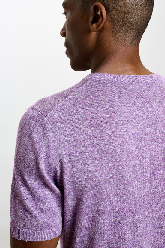 Sefton Linen Cotton Knitwear Crew Violet - View 4