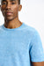 Sefton Linen Cotton Knitwear Polo Cerulean - View 3