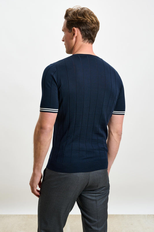 Larne Cotton Knitwear Navy - View 3