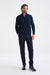 Navy Wool and Cashmere Plockton Zipped Mock Neck Sweater - View 3
