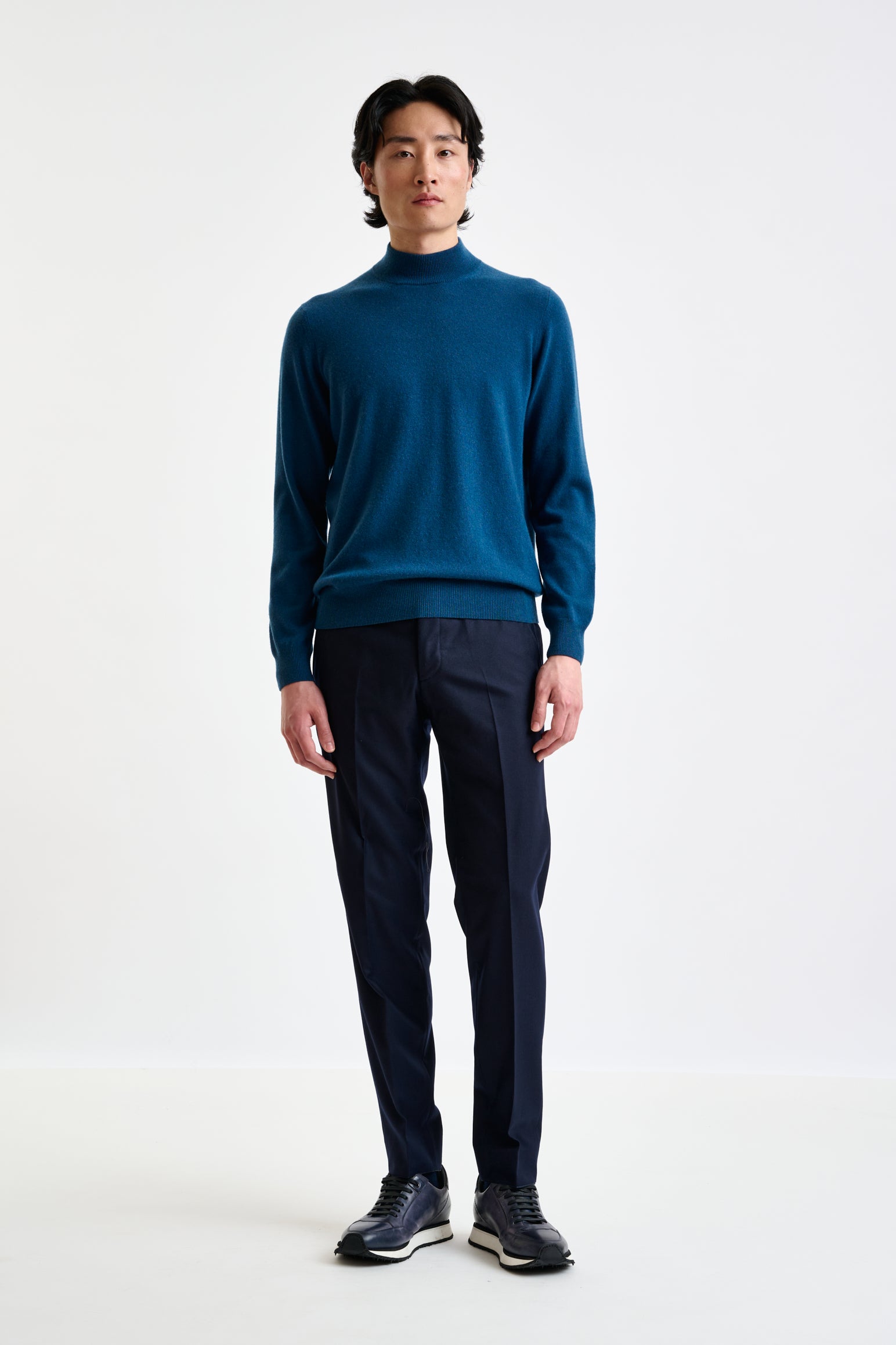 Pilot Blue  Wool & Cashmere Evanton Mockneck Knit - View 1