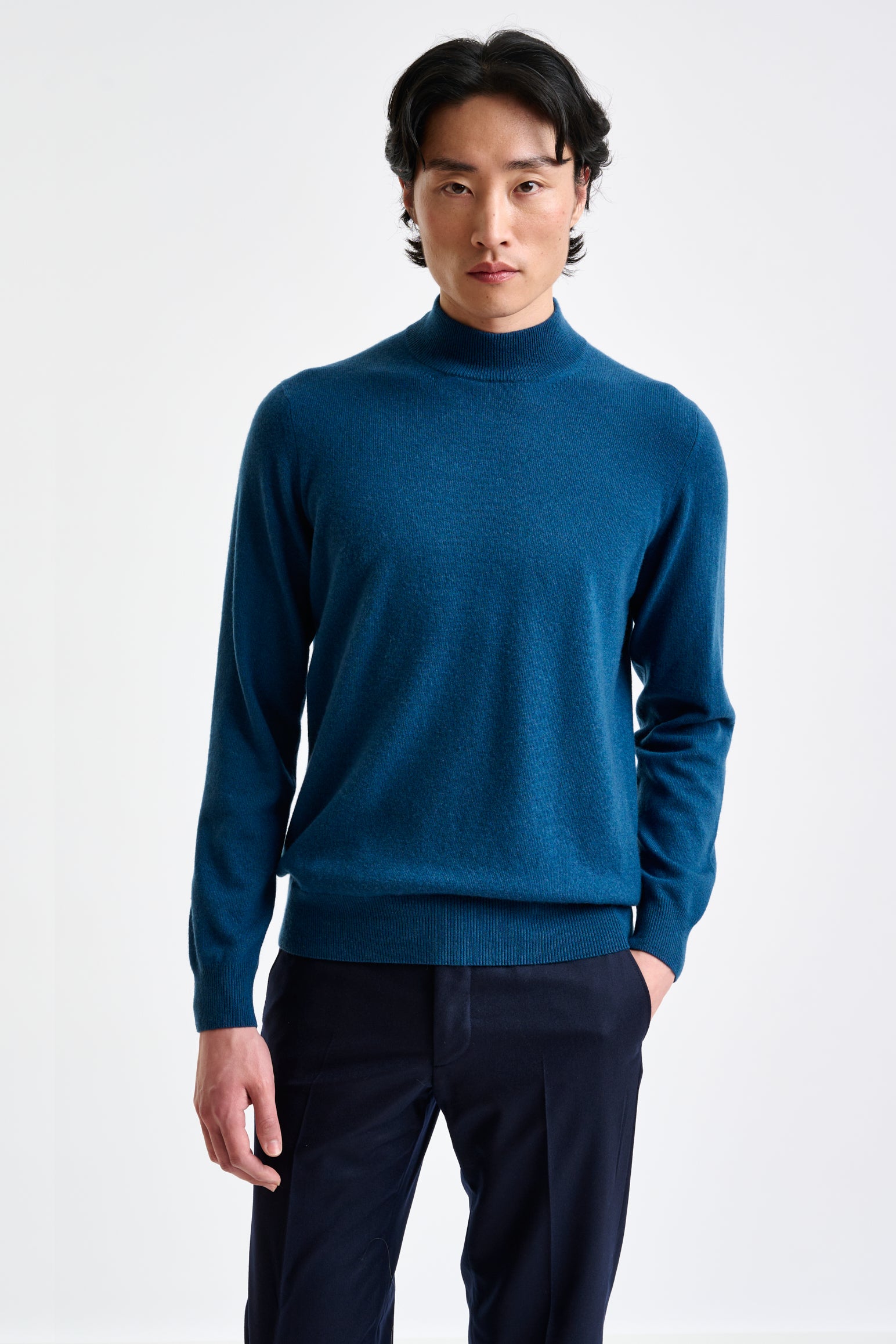 Pilot Blue  Wool & Cashmere Evanton Mockneck Knit - View 2